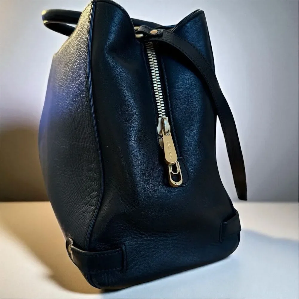 L.K. Bennett London Tt Julia Black Leather Satchel Gold Hardware Crossbody Bag